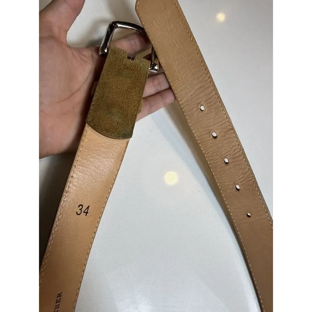 Tecovas Tan Suede Leather Belt Genuine Bovine Leather Handmade in Mexico Size34